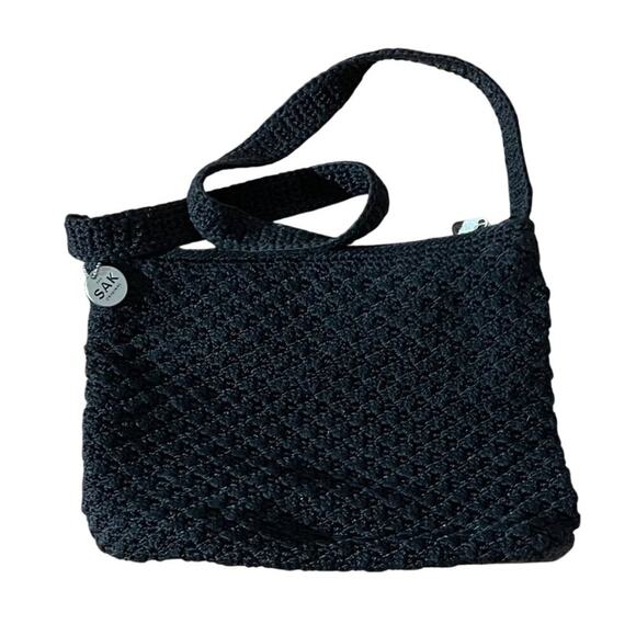 The Sak Black Crochet Hobo/Shoulder Bag/Purse, Zipper, Pockets - Picture 1 of 8